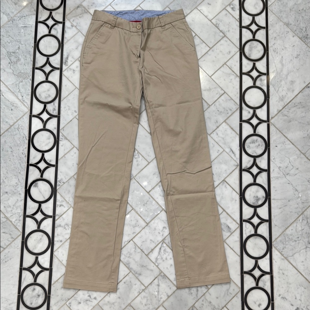 Tommy Hilfiger Women's Tan Straight Leg school uniform pants